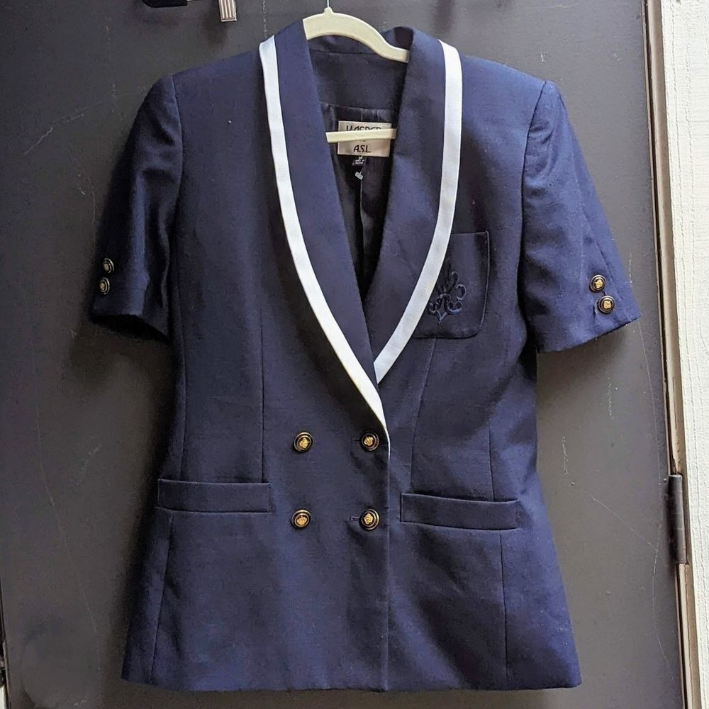 Vintage Kasper Oversized Double Breasted 90s style sailor Blazer